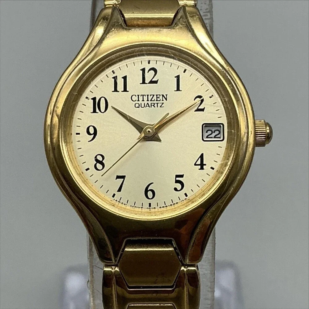 Citizen Womens Watch 23mm Champagne Dial Gold Tone 1012-3072689 New Battery 7.5